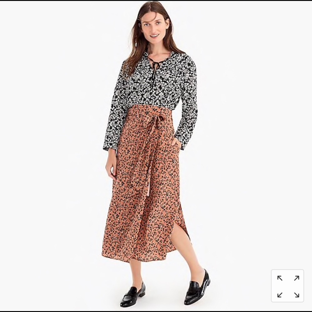 J Crew Point Sur silk wrap skirt